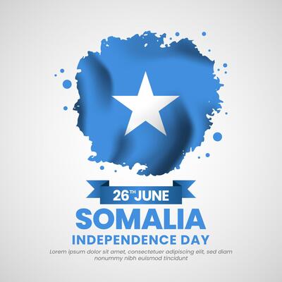 Somalia independence day with Grunge brush painted flag style for square banner background