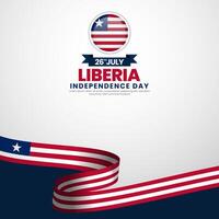 Liberia independence day Square banner background with waving ribbon flag vector