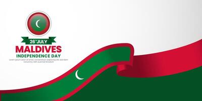 Maldives independence day banner background design element with waving ribbon flag vector