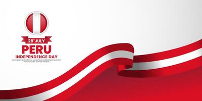 Peru independence day banner background 28 July design element with waving ribbon flag vector