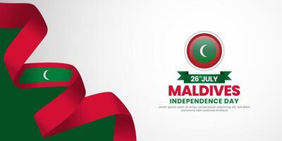 Maldives independence day background 26 July design element with waving ribbon flag vector