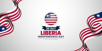 Liberia independence day background 26 July design element with waving ribbon flag vector