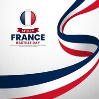 French flag for France bastille day square background with realistic flag vector
