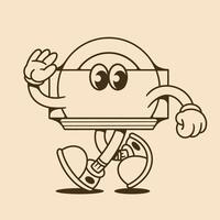 Cute Retro Badge Character Walking with Style vector