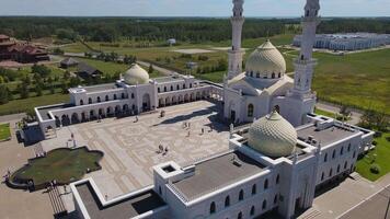 Aerial view of White Mosque architecture and courtyard in Tatarstan video