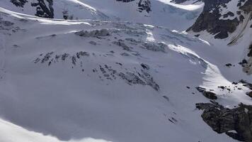 Expansive glacial valley with snow and ice formations video