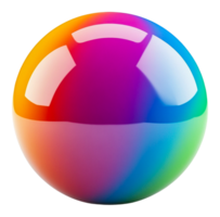 Vivid colorful sphere in reflective abstract digital environment isolated on transparent background png