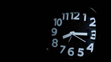 A clock with a black background video