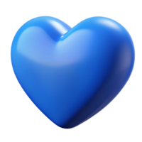 blue heart 3d icon isolated on transparent background png