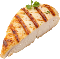 A succulent grilled chicken breast slice seasoned with herbs and spices garnished with fresh parsley png
