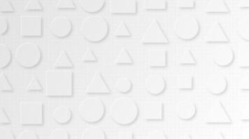 Clean white neomorphism effect background animation with a pattern of gently moving geometric shapes. This elegant modern minimalist abstract background full HD and looping. video