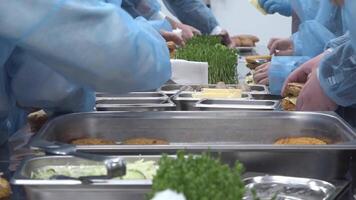 Children learn to cook a hamburger video