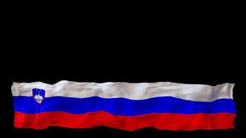 Stylized flag of Slovenia waving in the wind, isolated on transparent background, with alpha channel. Animated footer. Suitable for patriotic themes or national event promotions. Motion graphic. video
