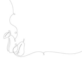 Pears continuous line background. One single line organic healthy food concept. Minimalism modern style graphics design. vector