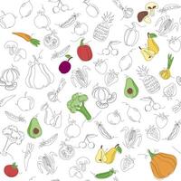 Seamless pattern in swatches, ornament for wrapping paper textile fabric tile drawing element, nature food graphic design, eco vegetable illustration element, white background vector