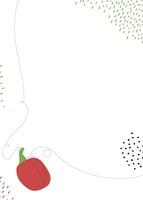 Pepper continuous line background with colorful elements. One single line organic healthy food concept. Minimalism modern style graphics design. vector