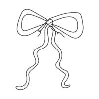 Ribbon bow gift in Minimalist Design. One line elements for print, banner, card, brochure. vector