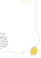 Lemon continuous line background with colorful elements. One single line organic healthy food concept. Minimalism modern style graphics design. vector
