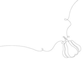 Pumpkin continuous line background. One single line organic healthy food concept. Minimalism modern style graphics design vector