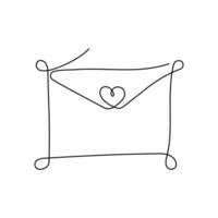 Continuous line drawing of closed envelope, One line elements for print, banner, card, brochure. vector