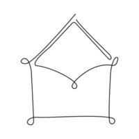Continuous line drawing of open envelope, One line elements for print, banner, card, brochure. vector