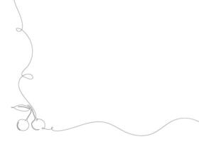 Cherry continuous line background. One single line organic healthy food concept. Minimalism modern style graphics design. vector
