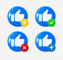 thumbs up icon set with different pictograms. 3d icons collection vector