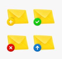 Envelope icon set with different pictograms vector