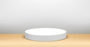Illuminated interior with podium. Showcase for a product design. 3d vector