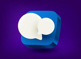 Conversation concept with two speech clouds. 3d application icon vector