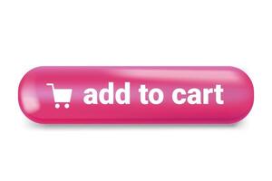 Add to cart red button. 3d illustration isolated on white vector
