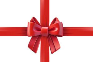 Red ribbon with a bow. Design template. 3d illustration vector