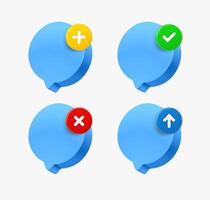 Speech cloud icon set with pictograms. 3d vector