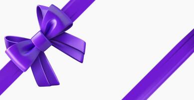Violet ribbon with a bow on white background. 3d clipart vector