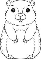 Groundhog Coloring Page Cute Animal Illustration For Kids vector