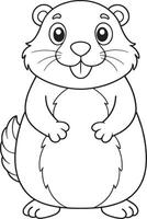 Gopher Coloring Page Printable Cartoon Animal Illustration For Kids vector