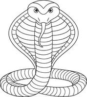 King Cobra Line Art Drawing Reptile Wildlife Animal Sketch vector