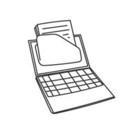 a laptop with a folder on top of it vector