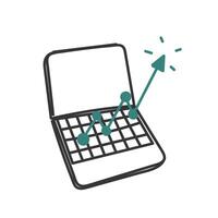 doodle a laptop with a graph going up on it vector