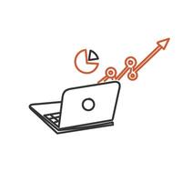 a laptop with a graph and a laptop with a graph vector