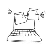 laptop with folders and paper files icon illustration vector