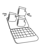 doodle a laptop with a folder on top of it vector