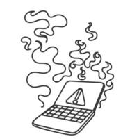 a drawing of a laptop with smoke coming out of it vector
