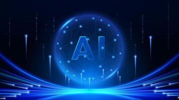 Abstract futuristic background with speed line and light ray, AI technology concept. vector