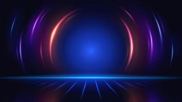 Abstract futuristic neon lightray background with dynamic glowing circles. vector