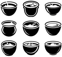 Black Soup Bowl and Cauldron set vector