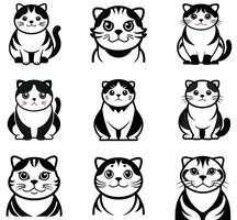 Black and White Tuxedo Cat Characters vector