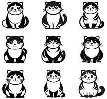 Black and White Tuxedo Cat Characters design vector