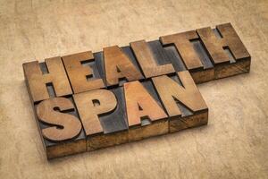 healthspan word abstract in letterpress wood type photo