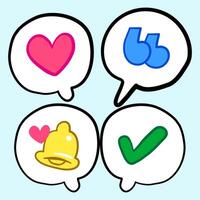 Quotation Marks Green Check mark Heart love message Bell Notification in Speech Bubble Icon, conversation chat social media graphic sign illustration vector